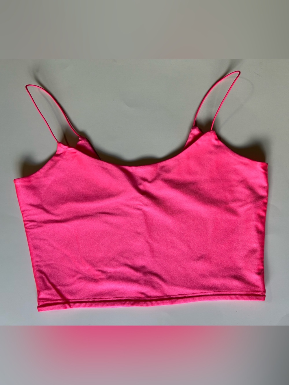 Neon Pink Spaghetti Strap Active/Swim Crop Top